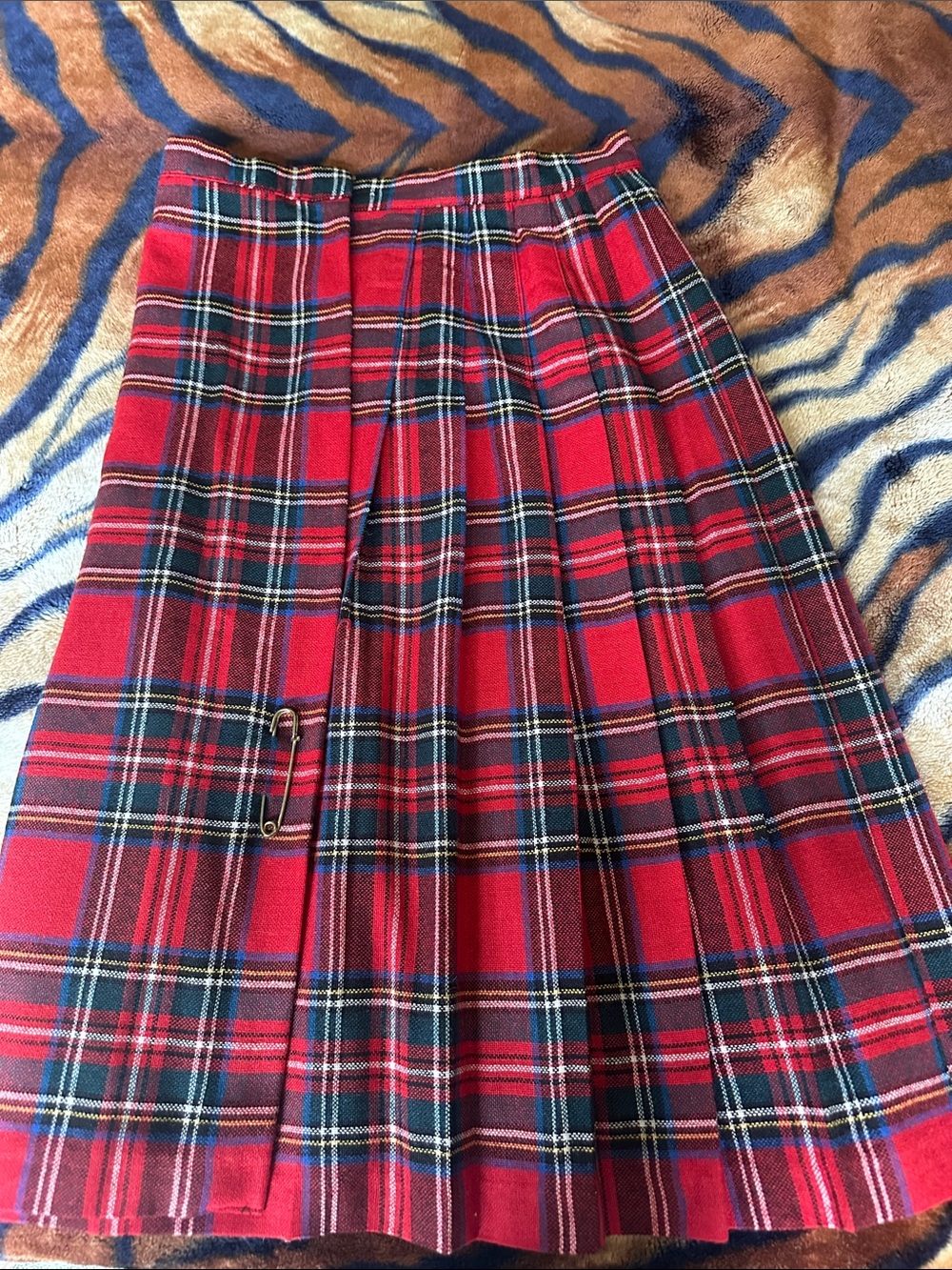 Classic Red Plaid Pleated Skirt